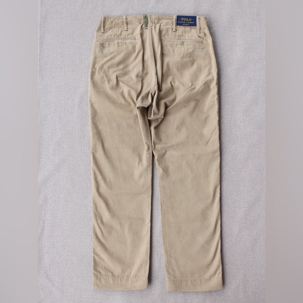 RARE POLO‎ RALPH LAUREN【DISTRESSED STRAIGHT-LEG CHINOS】 KHAKI PANTS - Picture 6 of 14